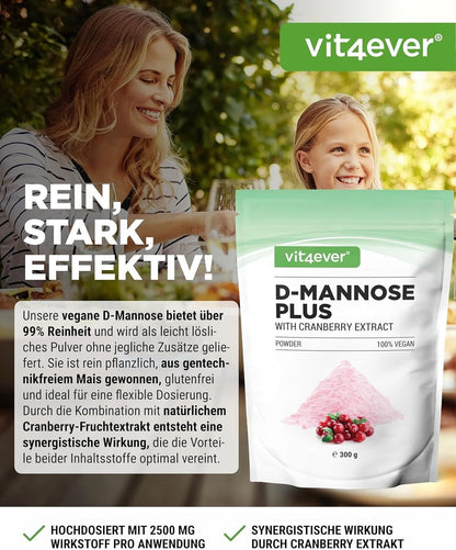 Vit4ever D-Mannose Cranberry Pulver 300g