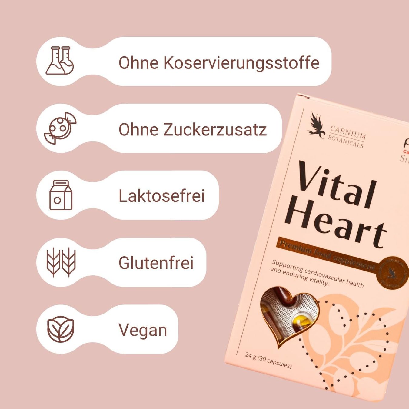 Vital Heart Kapseln mit Q10 Omega 7 Vitamin B1 B2