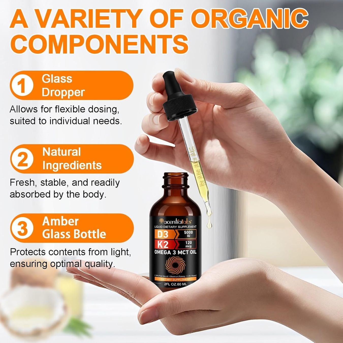 Vitamin D3 K2 Tropfen 5000 IE MK-7 120 µg 60 ml