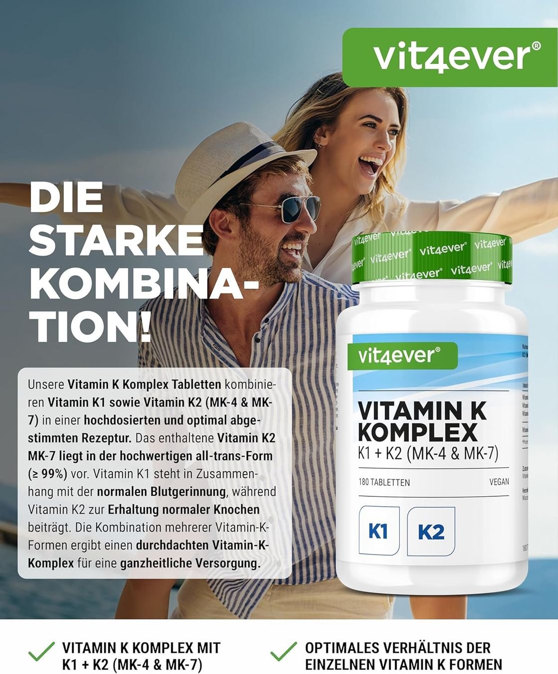 Vitamin K Komplex K1 K2 MK4 MK7 180 Tabletten