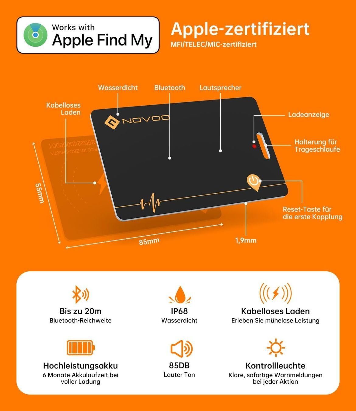 Wallet Tracker Karte 2er Set Find My iOS Bluetooth