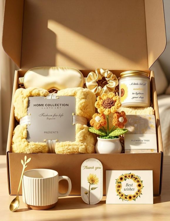 Wellness Geschenkset Damen 10-teilig Decke Tasse Kerze